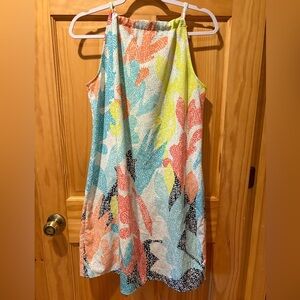 crown & ivy Multicolor Halter Sundress - Coral, Aqua, Yellow, Black